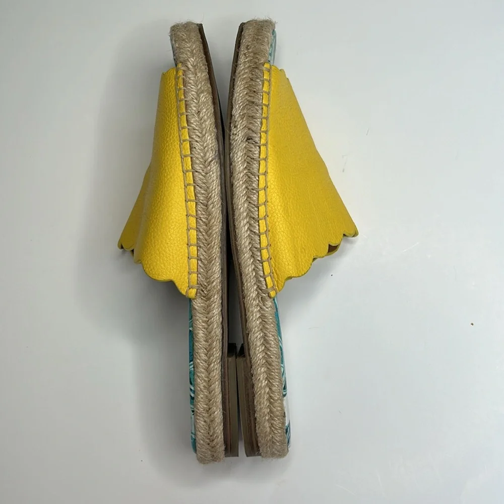 J. McLaughlin Aries Leather Scalloped Sandals‎ Yellow 9.5